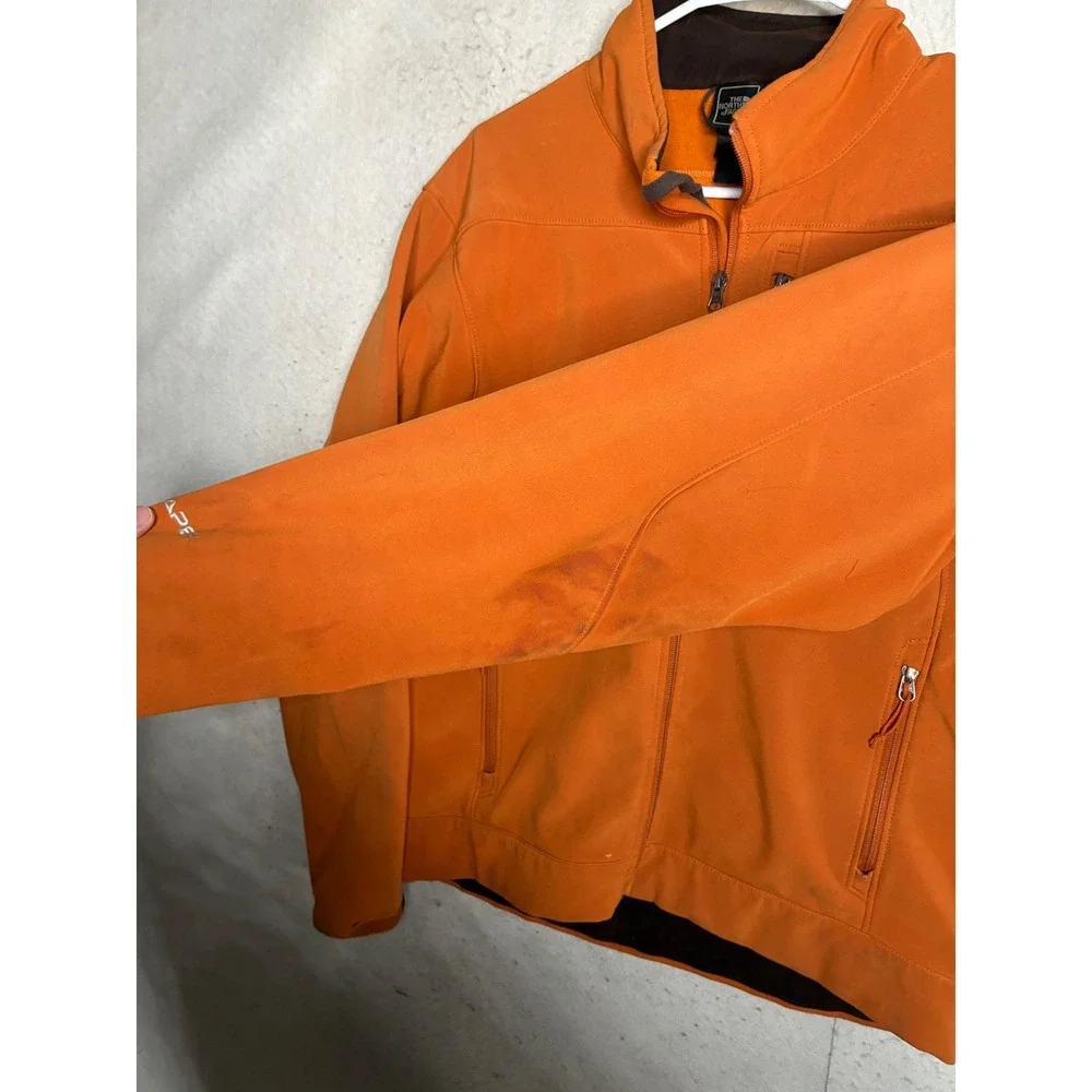 The North Face Apex Softshell Jacket Mens Orange Full Zip Fleece Lined 7737